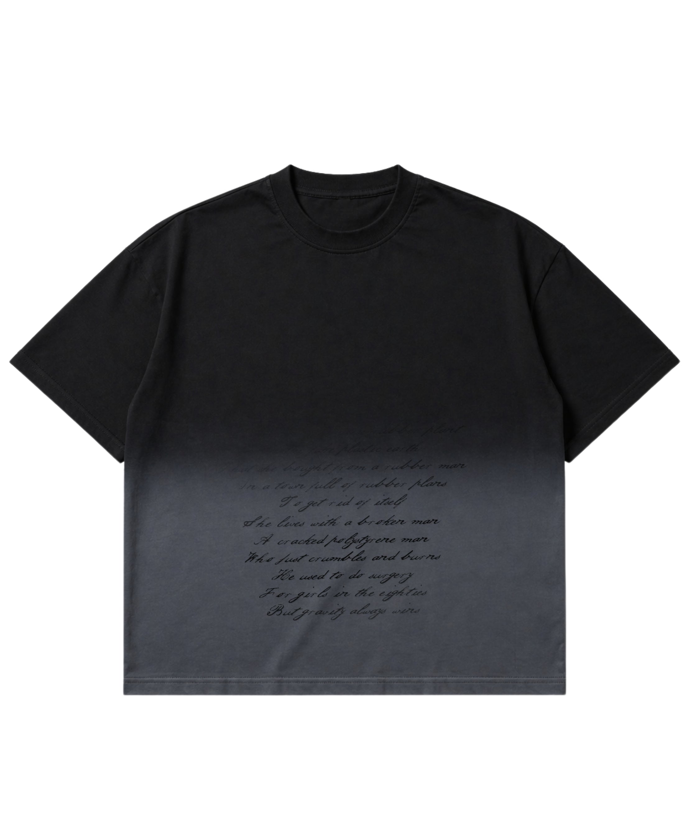 Black Ombré Wash Boxy Fit T-shirt Front Design