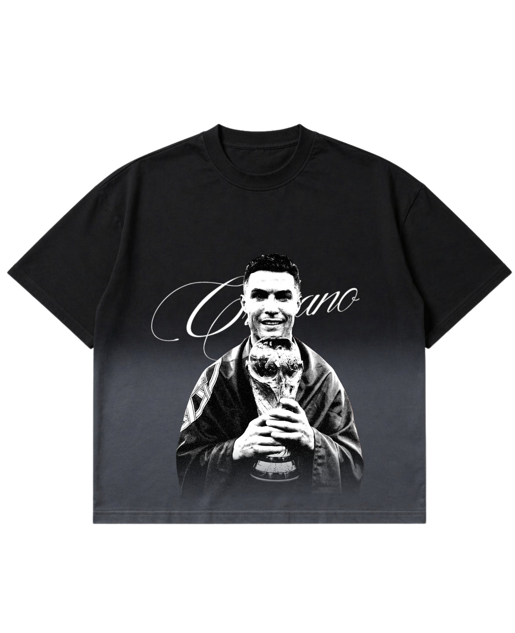 Black Ombré Wash Boxy Fit T-shirt Front Design
