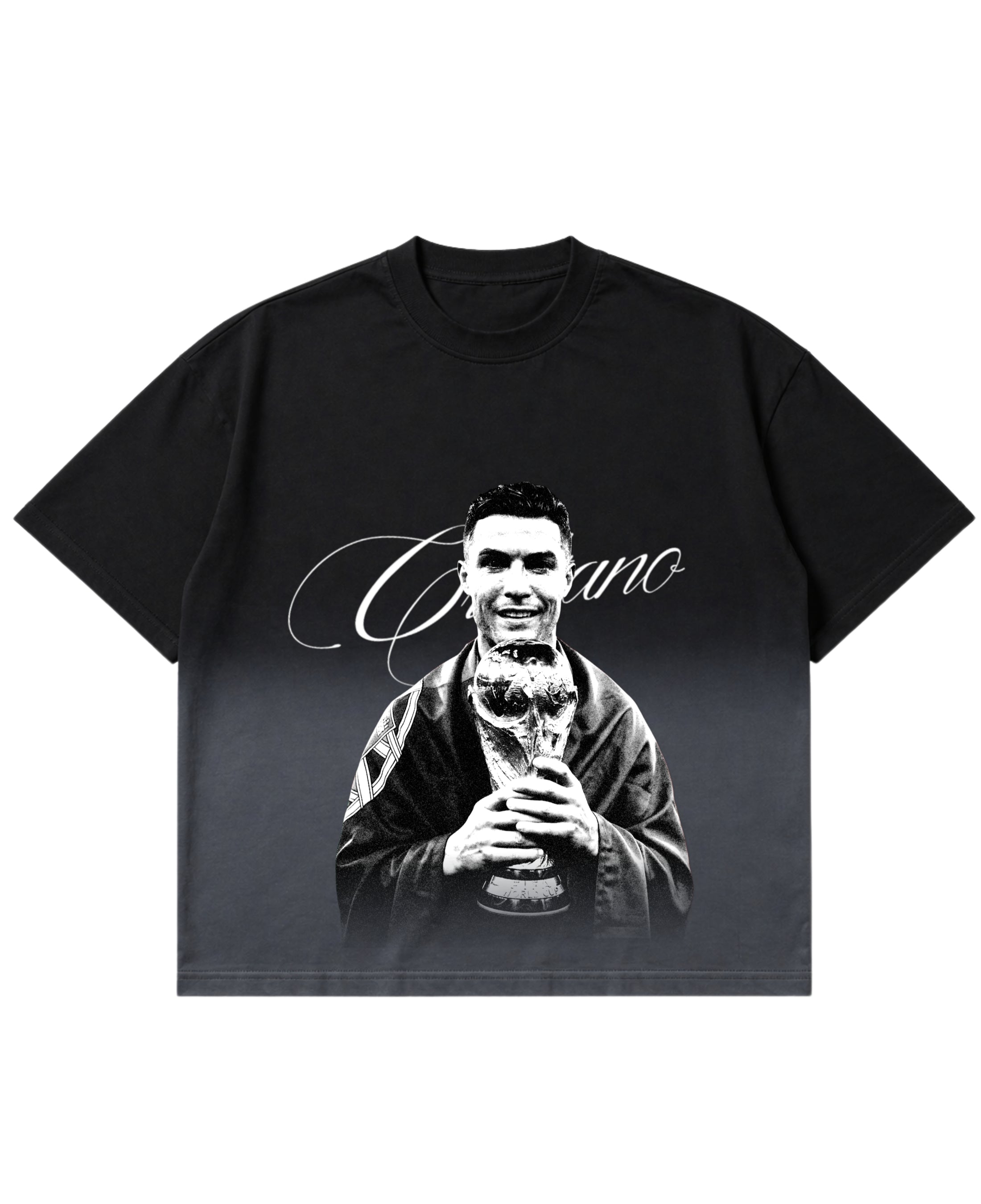 Black Ombré Wash Boxy Fit T-shirt Front Design