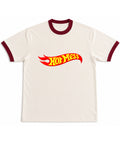 Off White & Maroon Ringer tee Front Design