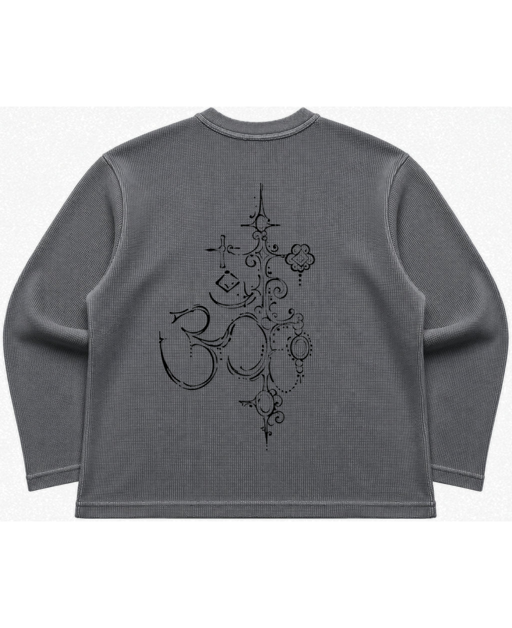 Acidwash waffle knit oversized full-sleeve Back Design