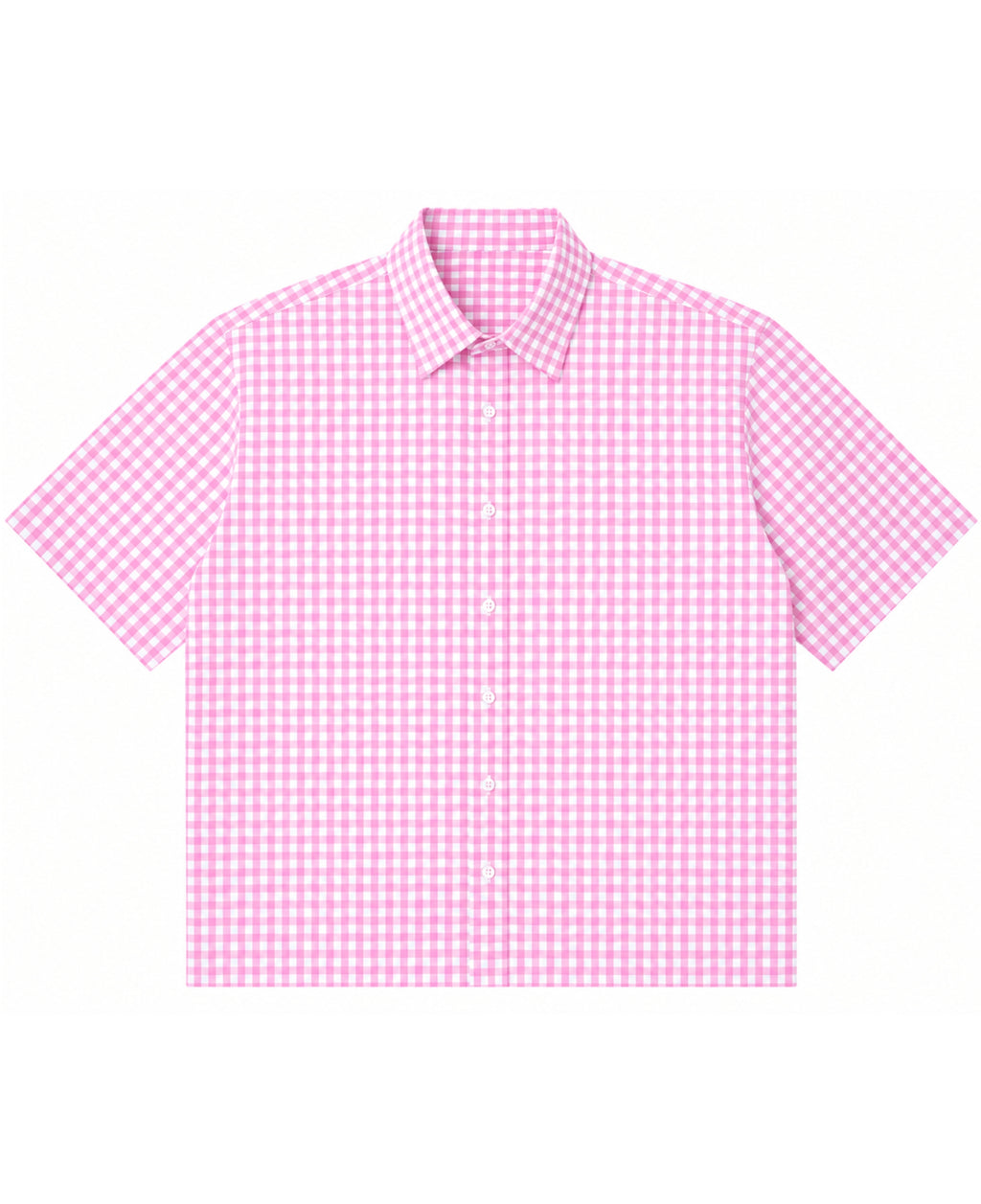 Pink Gingham Oxford Boxy Shirt Front Design