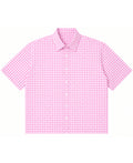 Pink Gingham Oxford Boxy Shirt Front Design