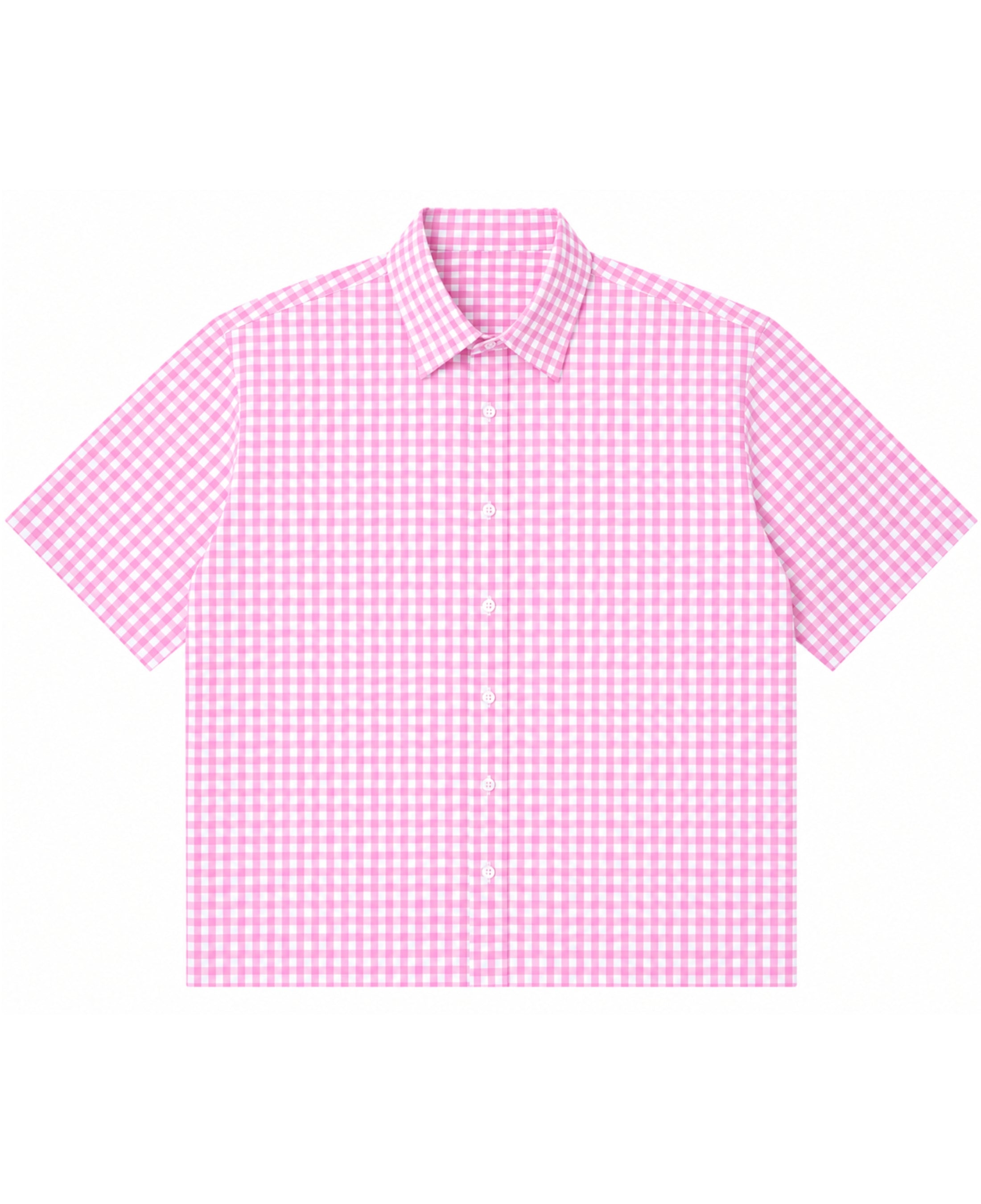 Pink Gingham Oxford Boxy Shirt Front Design
