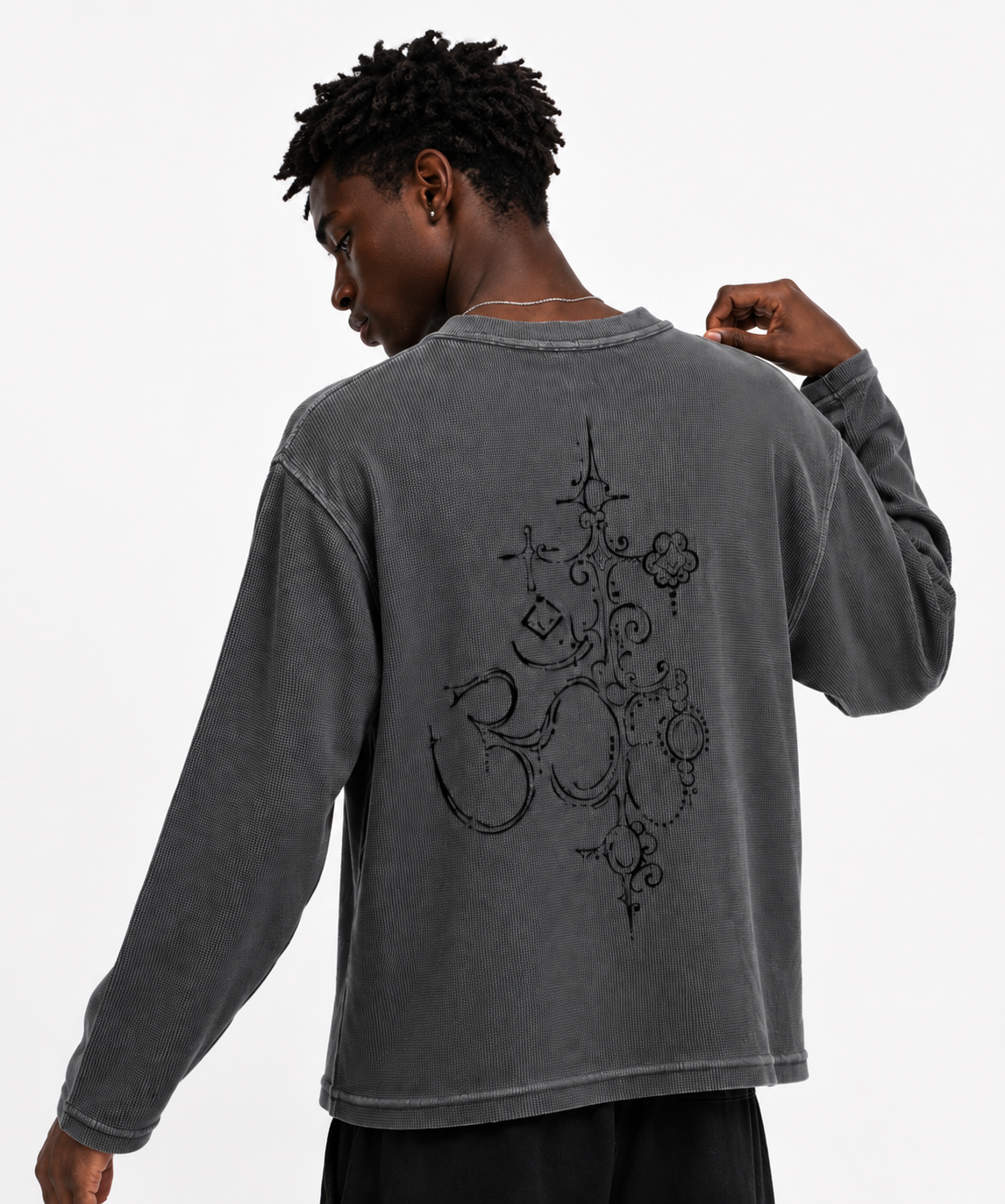 Mahadev Acidwash Waffle Knit Oversized